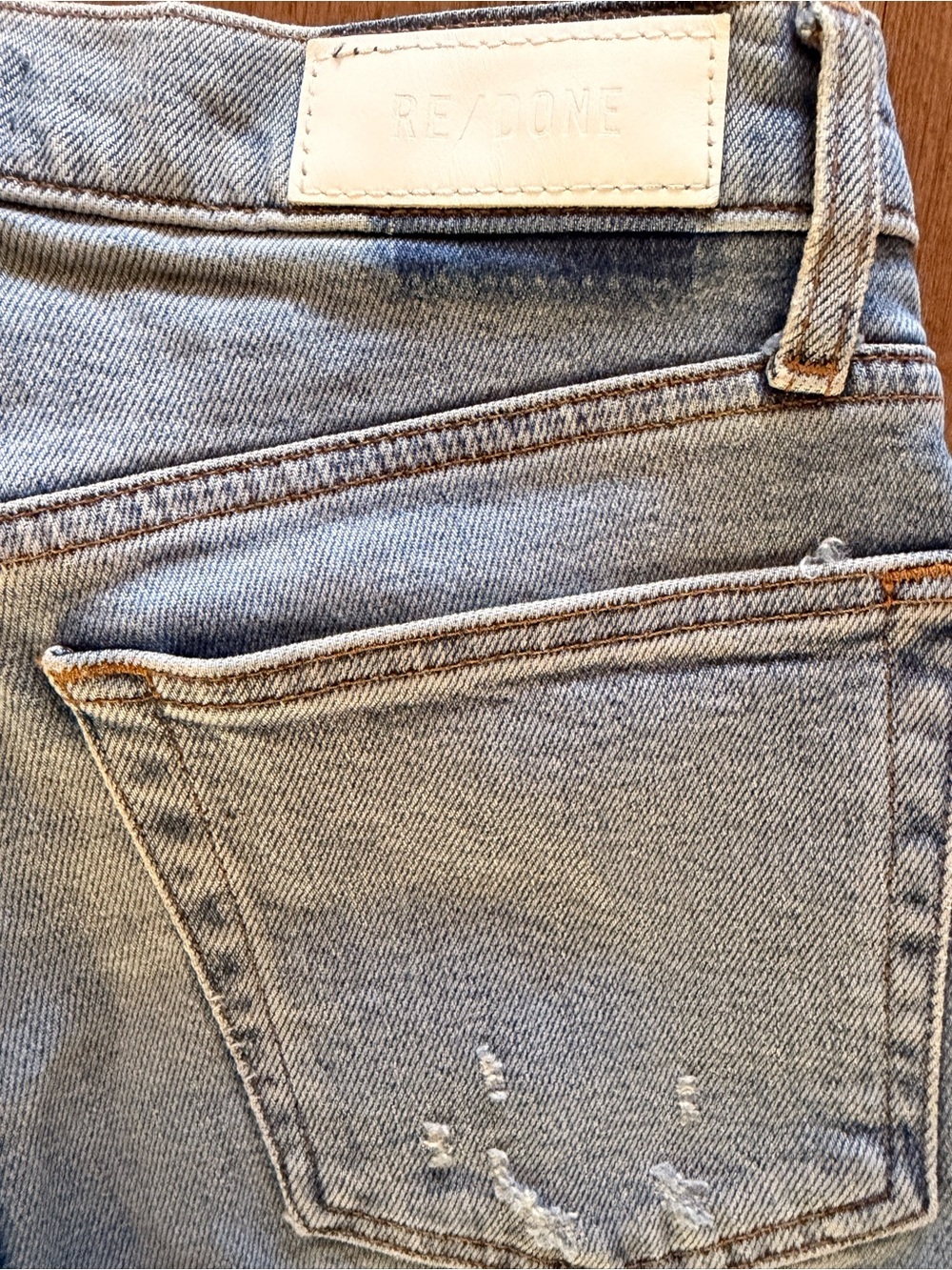 RE/DONE 70s High Rise Stove Pipe Jeans Comfort Stretch Raw Hem in Light Stone
